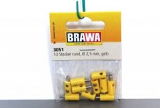 Brawa 3051 Stekkers rond Ø 2,5 mm, geel