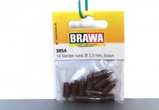 Brawa 3054 Stekkers rond Ø 2,5 mm, bruin