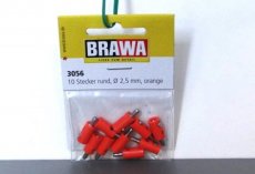 Brawa 3056 Stekkers rond Ø 2,5 mm, oranje