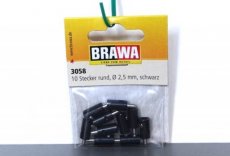 Brawa 3058 Stekkers rond Ø 2,5 mm, zwart